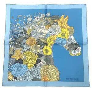 HERMES Authentic Blue Silk Scarf
